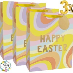 3 x Large Easter Bunny Luxury Present Gift Bags Easter Egg Gift Bag with Tag🎁