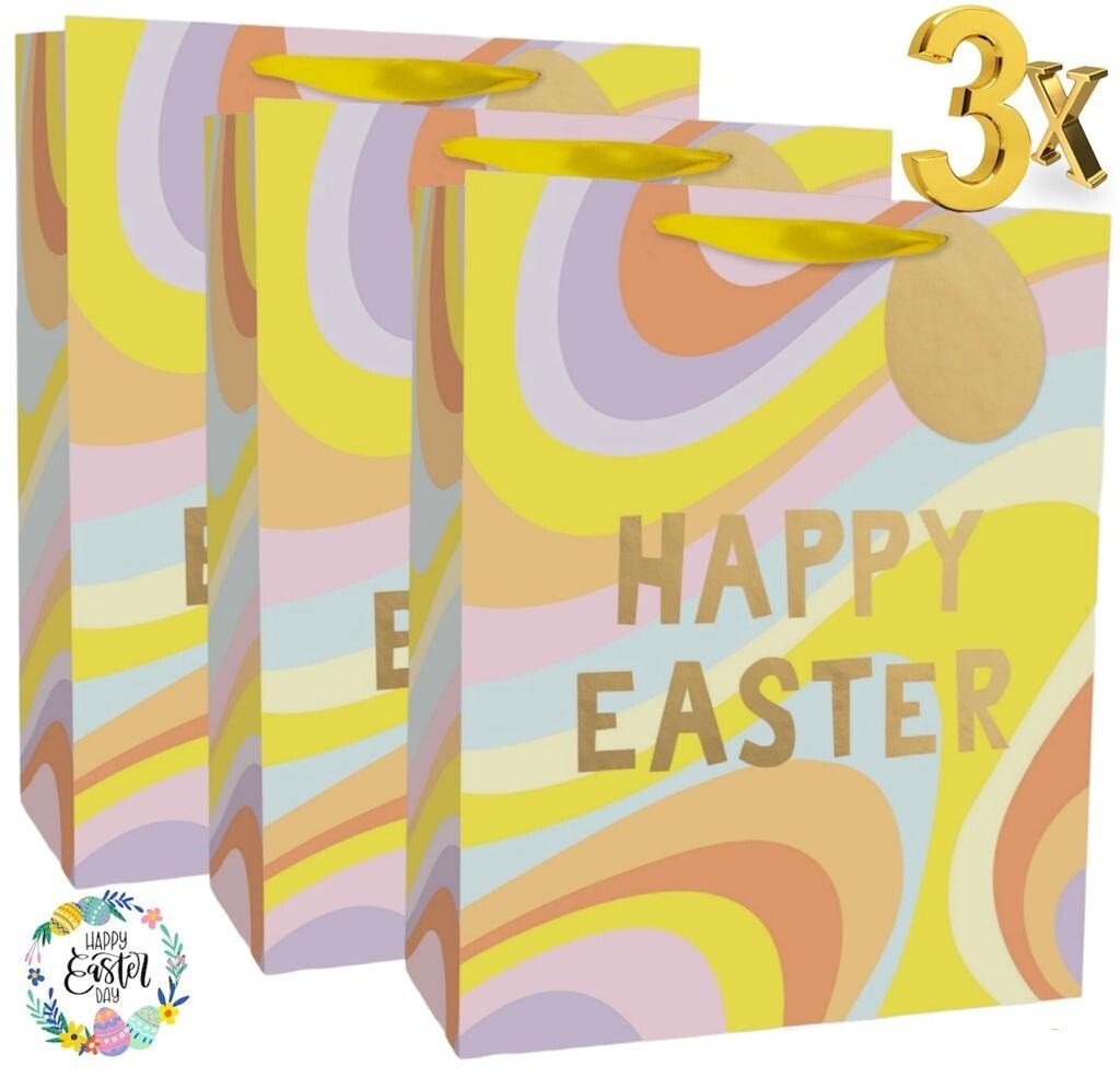 3 x Large Easter Bunny Luxury Present Gift Bags Easter Egg Gift Bag with Tag🎁