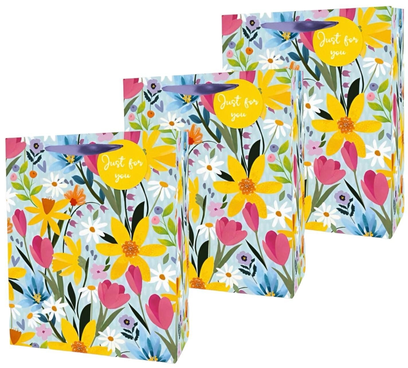 3x Medium Easter Floral Luxury Present Gift Bags Easter Egg Gift Bag with Tag