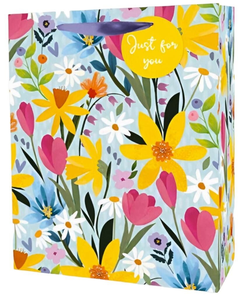 3x Medium Easter Floral Luxury Present Gift Bags Easter Egg Gift Bag with Tag