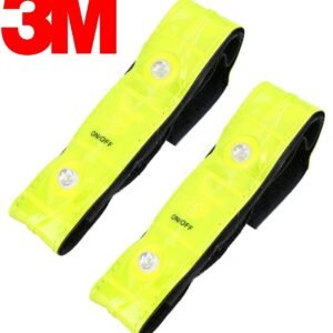 3 LED Yellow Reflective Ankle Arm Band High Visibility For Cycling Running Safe