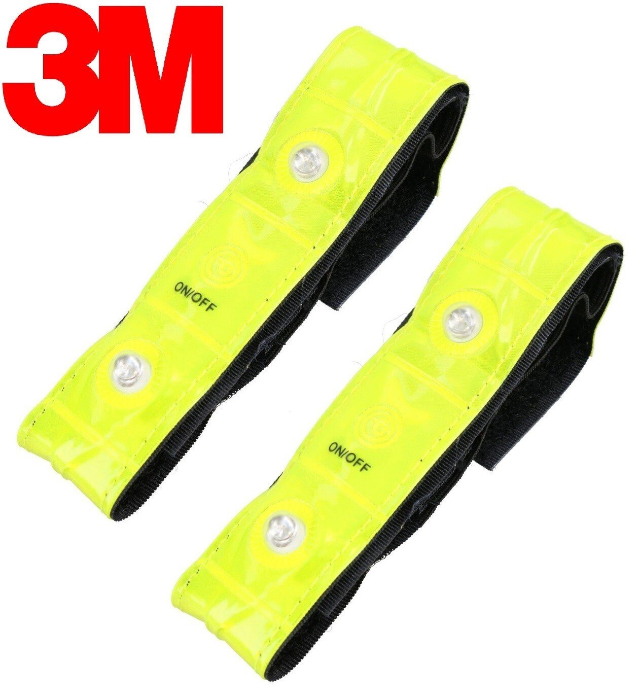 3 LED Yellow Reflective Ankle Arm Band High Visibility For Cycling Running Safe