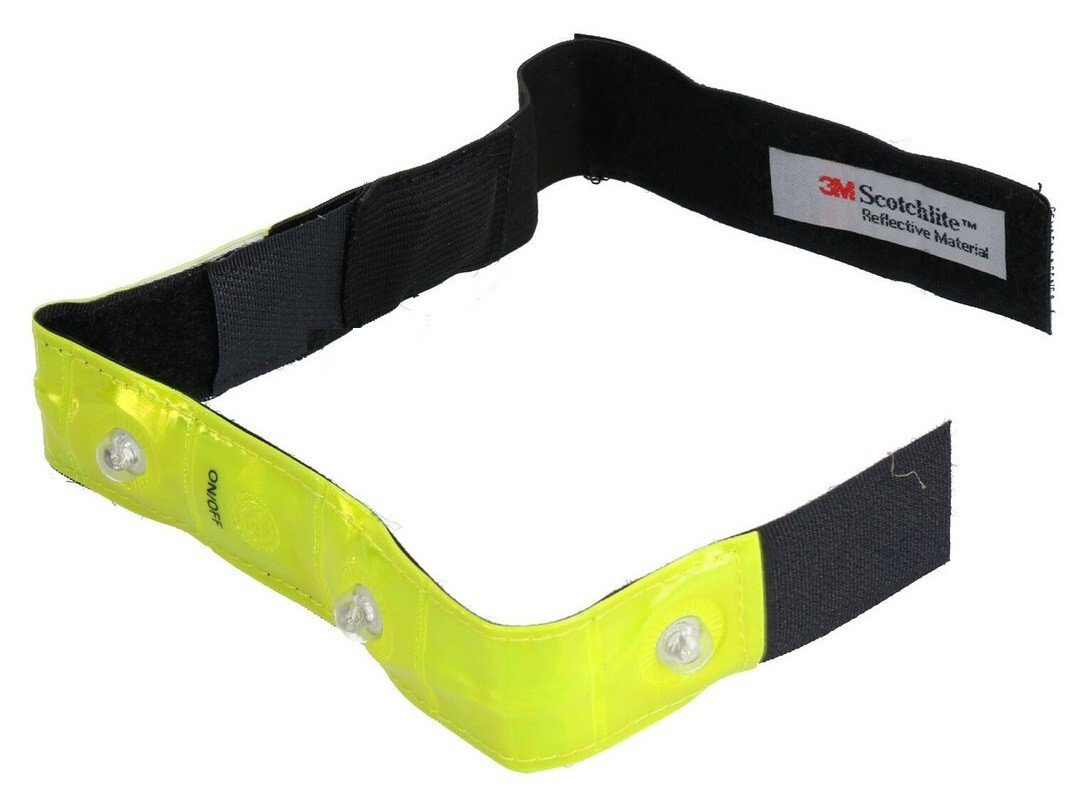 3 LED Yellow Reflective Ankle Arm Band High Visibility For Cycling Running Safe