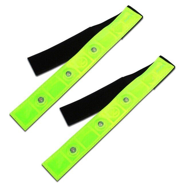 3 LED Yellow Reflective Ankle Arm Band High Visibility For Cycling Running Safe