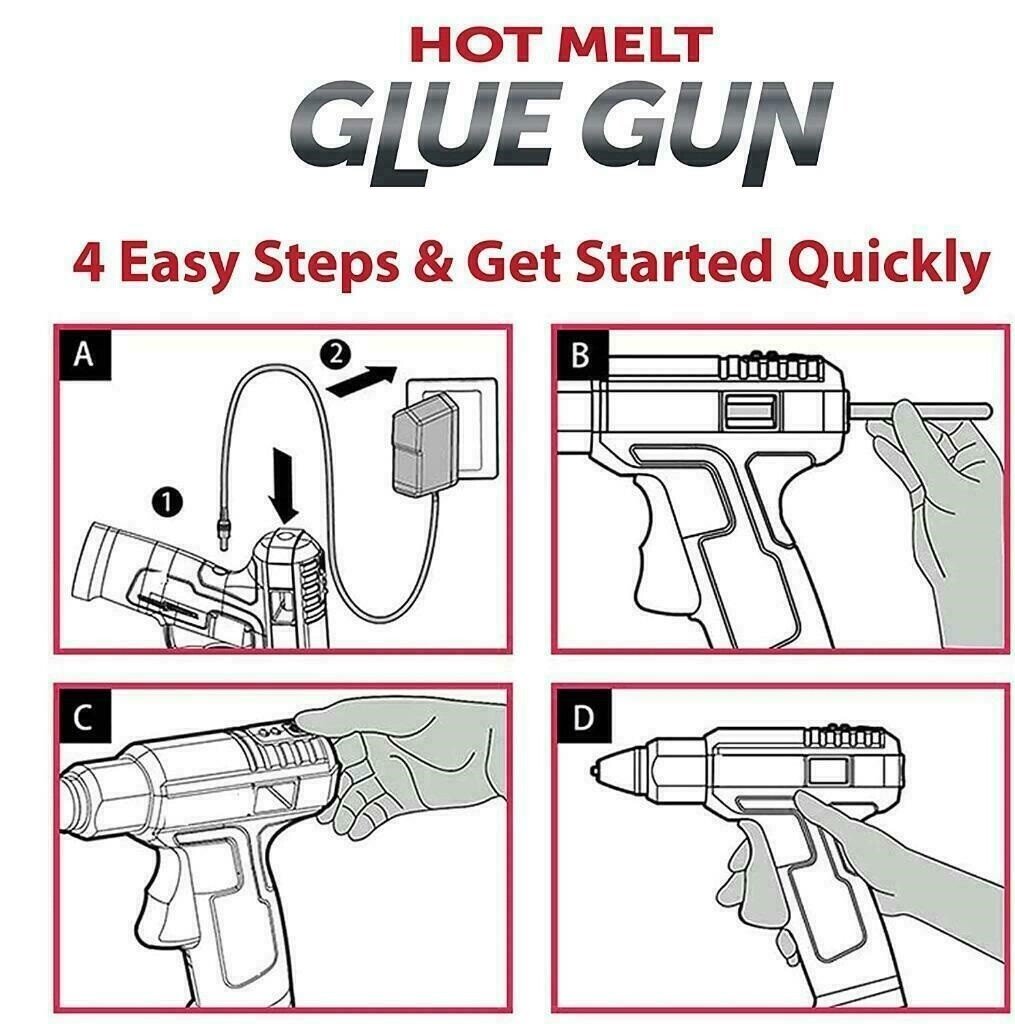 Glue Gun Hot Melt Electric Trigger DIY Adhesive Hobby Craft Free 50 Glue Sticks