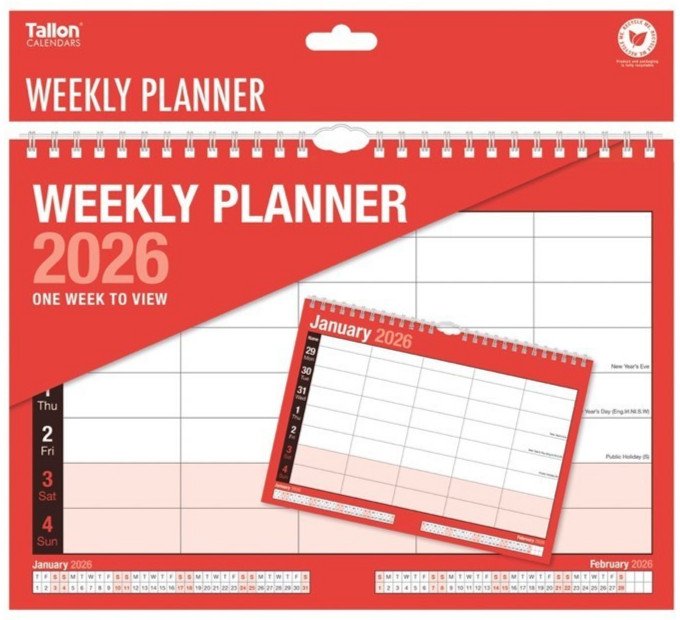 2026 Week To View 5 Column Calendar Hanging Spiral Daily Home Office Planner