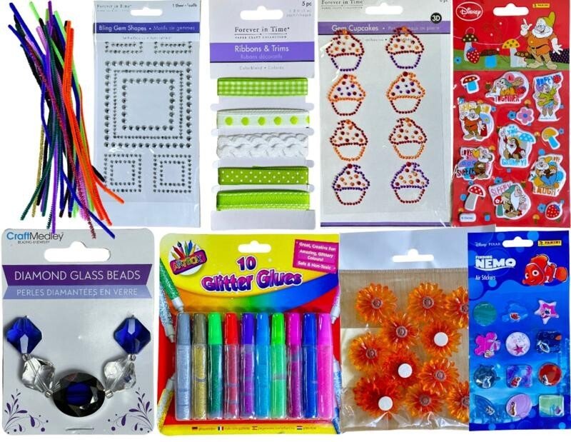 Kids Craft & Activity Set - Glitter Glue, Paper And Card Packs - ALL IN 1 PACK
