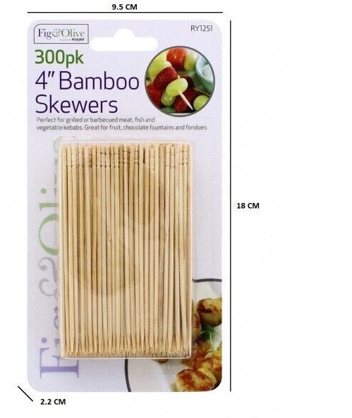 300 x Wooden Bamboo Skewers BBQ Fondue Cocktails Buffets Picnics Outdoor Dining