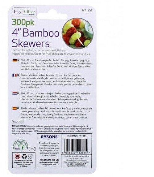 300 x Wooden Bamboo Skewers BBQ Fondue Cocktails Buffets Picnics Outdoor Dining