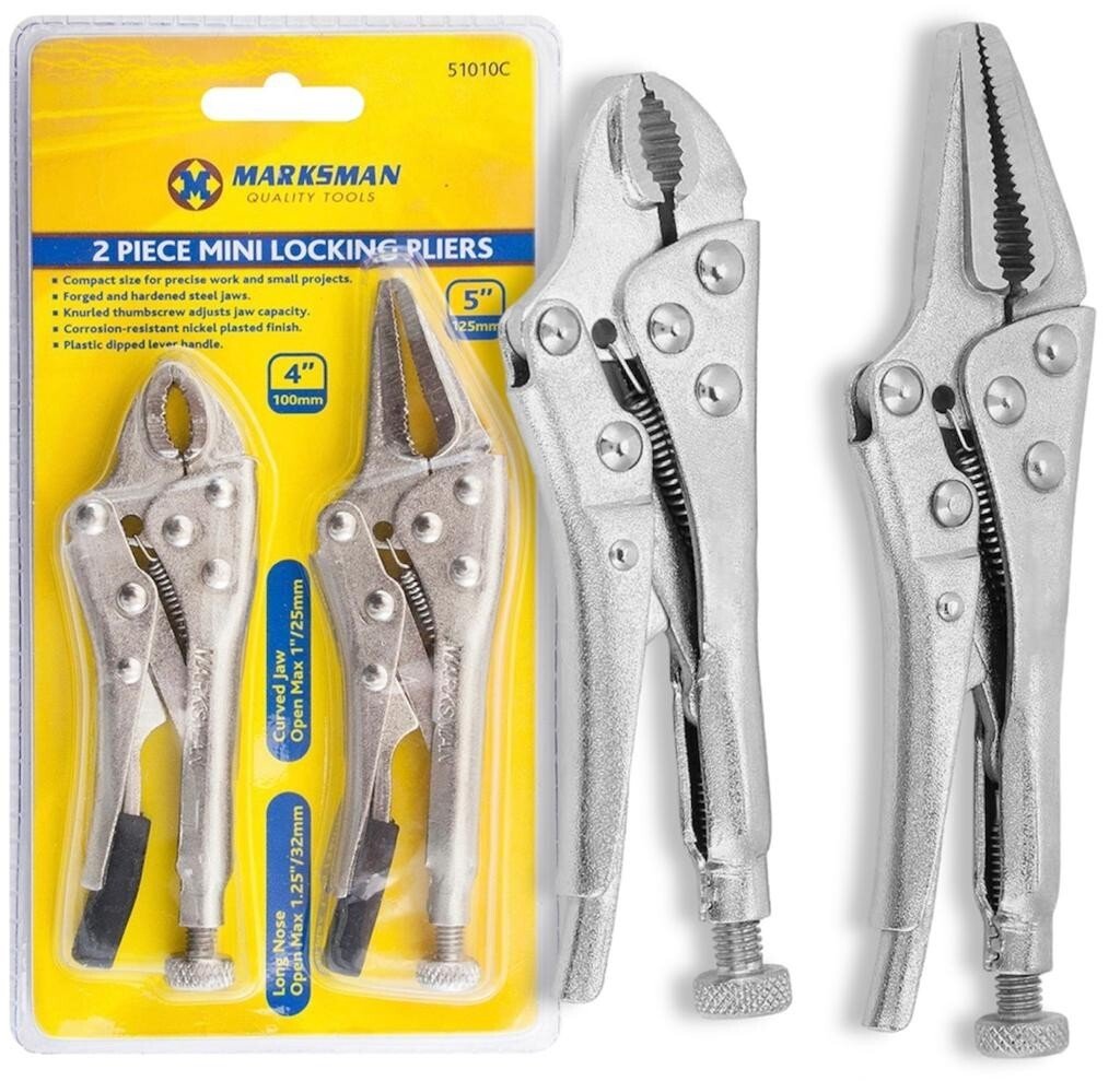 2pcs Mini Locking Pliers Mole Grips Vice Grip Clamp Clamps Adjustable Plier Set