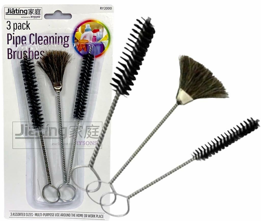 3 x Pipe Cleaning Brushes Tube Brush Nylon Bottle Sink Plug Cleaner Set