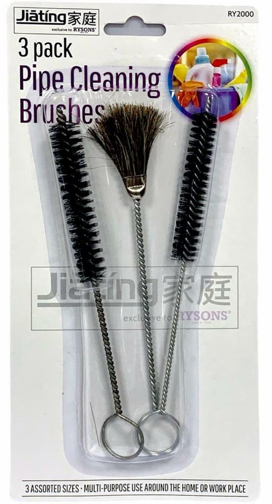3 x Pipe Cleaning Brushes Tube Brush Nylon Bottle Sink Plug Cleaner Set