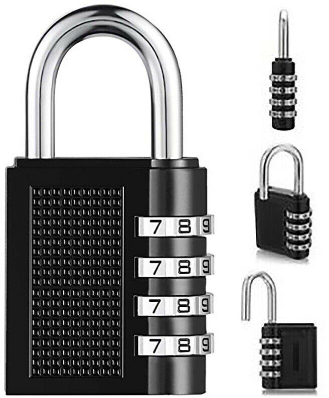 4 Digit Combination Lock Padlock Weatherproof For Locker Gym Bag Travel Suitcase