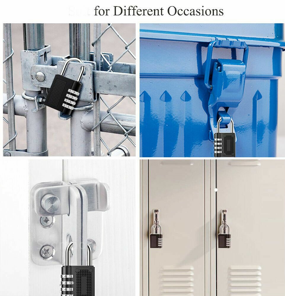 4 Digit Combination Lock Padlock Weatherproof For Locker Gym Bag Travel Suitcase