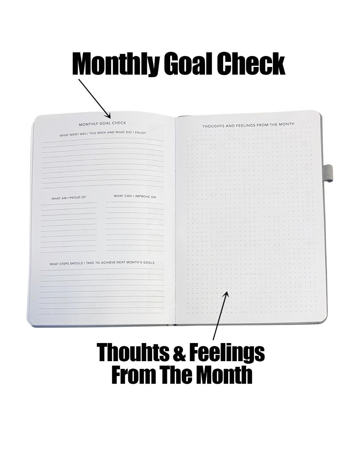 A5 Weekly & Monthly Motivational Planner Life Goals Journal Organiser W/ Elastic