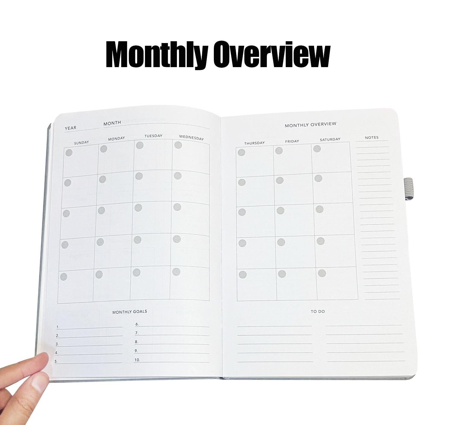 A5 Weekly & Monthly Motivational Planner Life Goals Journal Organiser W/ Elastic