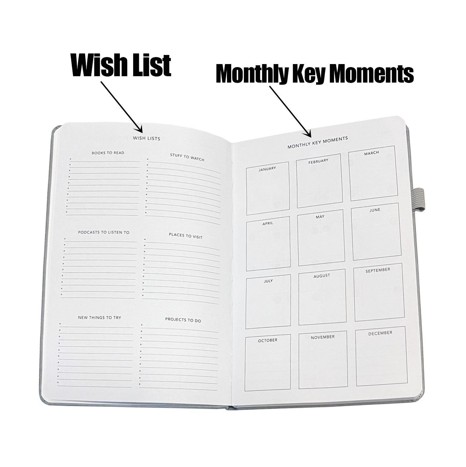 A5 Weekly & Monthly Motivational Planner Life Goals Journal Organiser W/ Elastic
