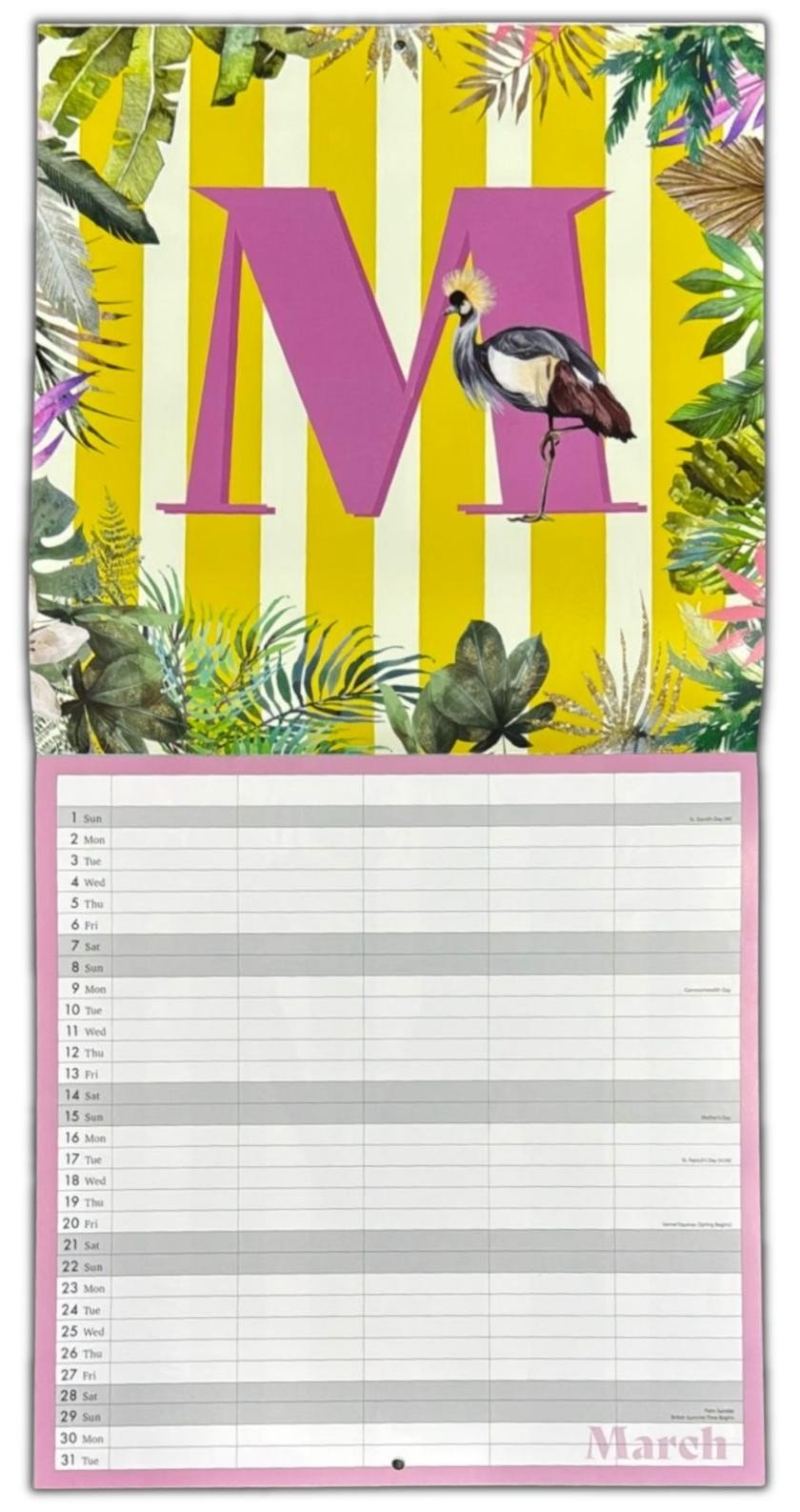 2026 Wall Calendar Large Safari Month to View Planner 5 Row Calendar Organiser