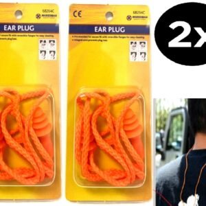 2 Pairs Soft Moulded Reusable Corded Earplugs Hygienic Noise Reducing Ear Plugs