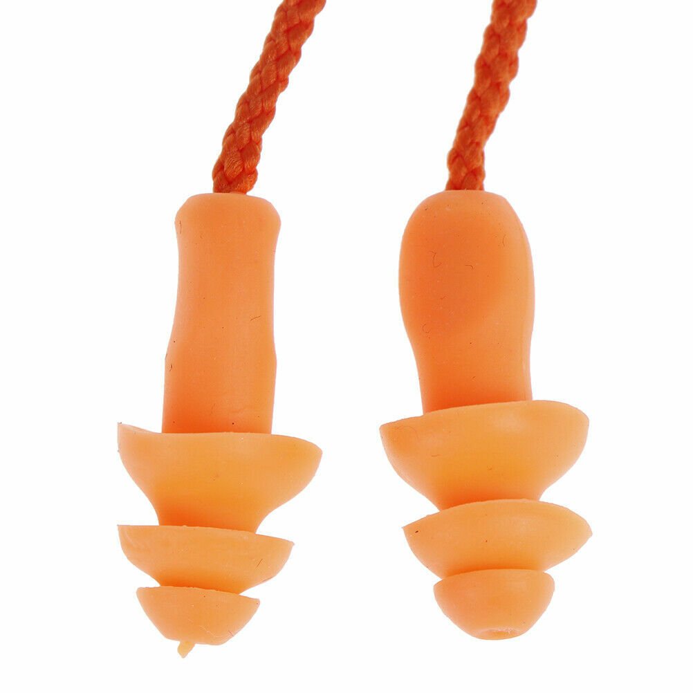 2 Pairs Soft Moulded Reusable Corded Earplugs Hygienic Noise Reducing Ear Plugs