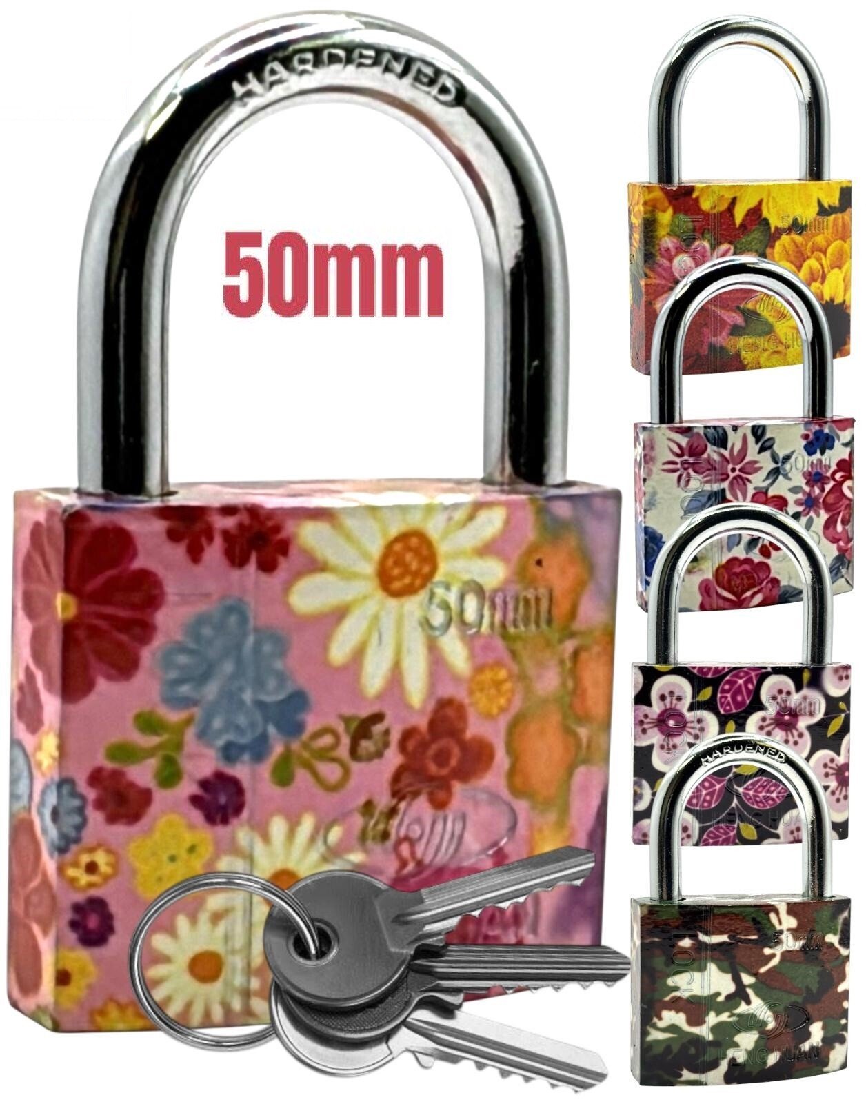 50mm Floral Short Shackle Padlock Security Locker OUTDOOR SECURITY PADLOCK 3 Key