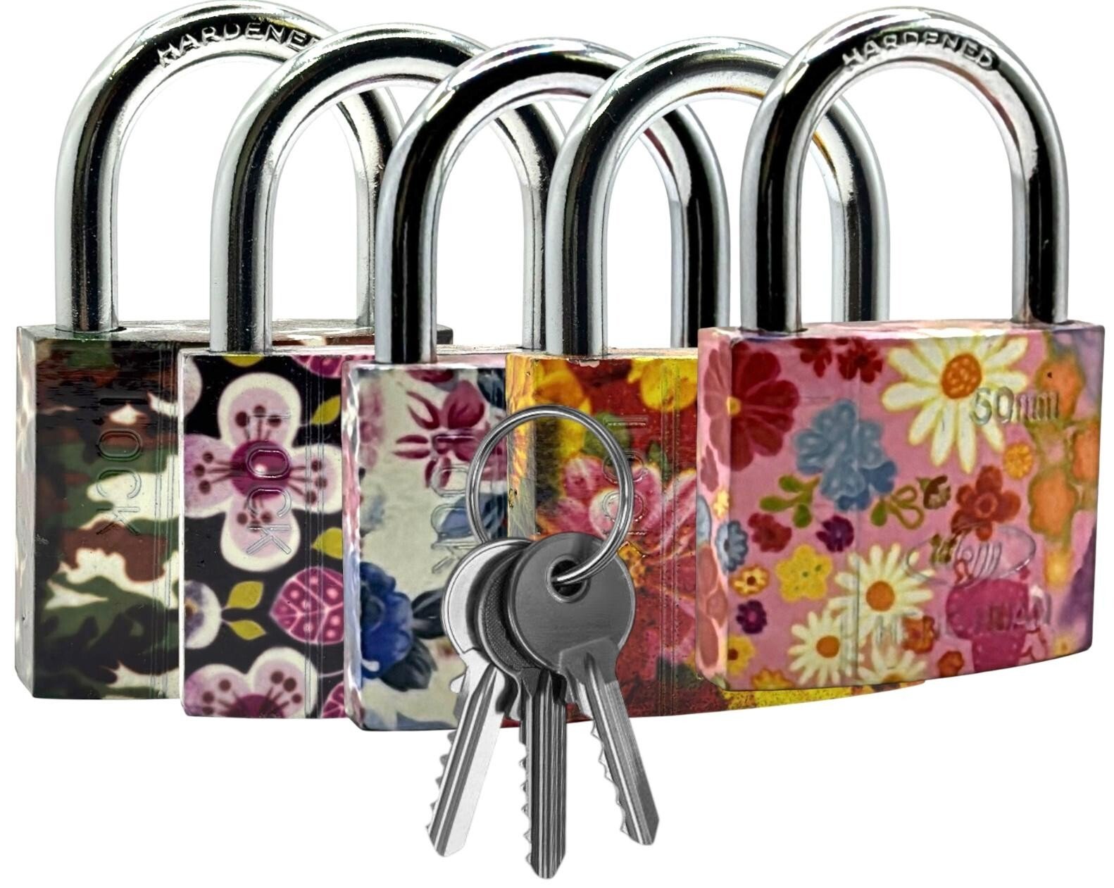 50mm Floral Short Shackle Padlock Security Locker OUTDOOR SECURITY PADLOCK 3 Key