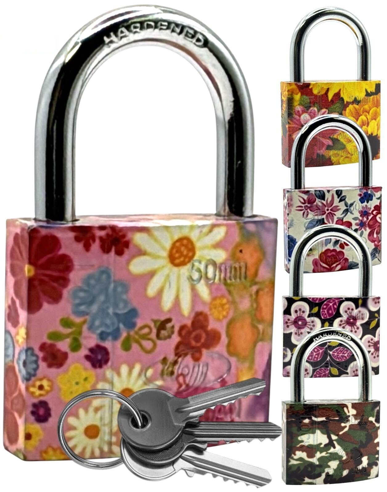 50mm Floral Short Shackle Padlock Security Locker OUTDOOR SECURITY PADLOCK 3 Key