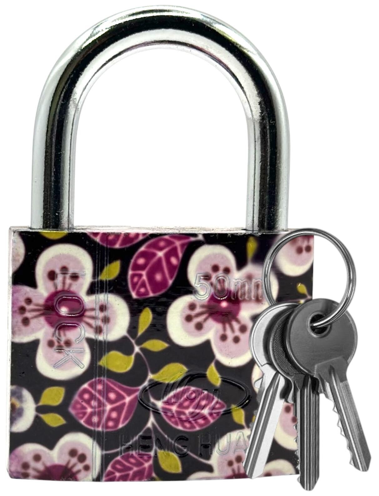 50mm Floral Short Shackle Padlock Security Locker OUTDOOR SECURITY PADLOCK 3 Key