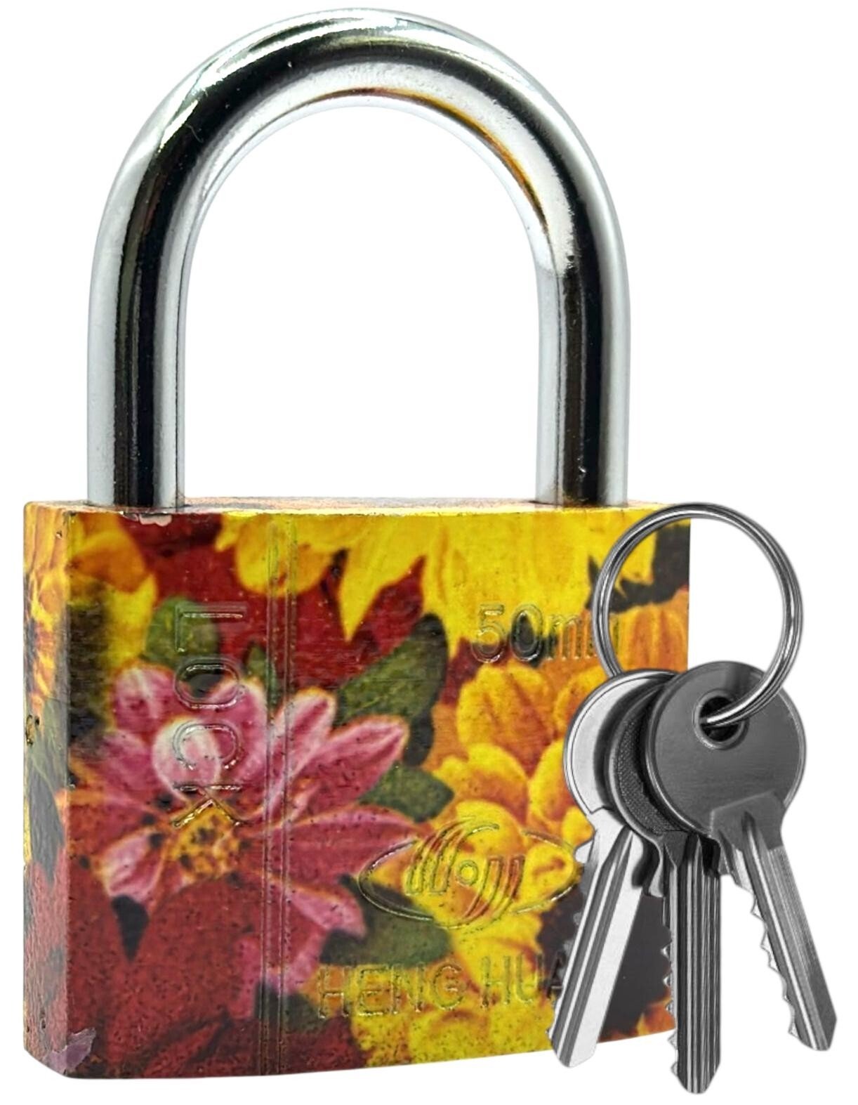 50mm Floral Short Shackle Padlock Security Locker OUTDOOR SECURITY PADLOCK 3 Key