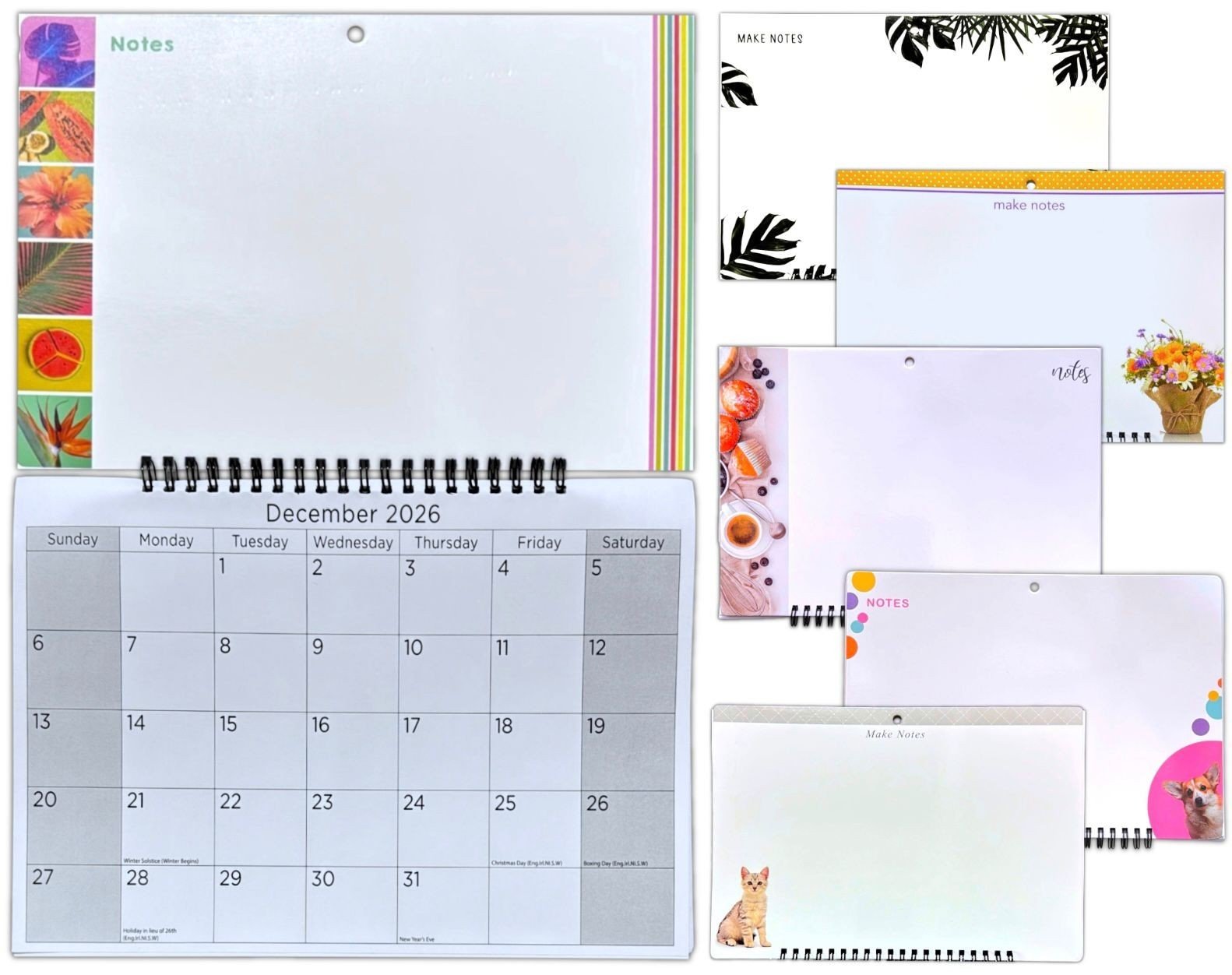 2026 Hanging Wiro Memo Board Wipe Off Pen Planner Wall Calendar Family Organiser