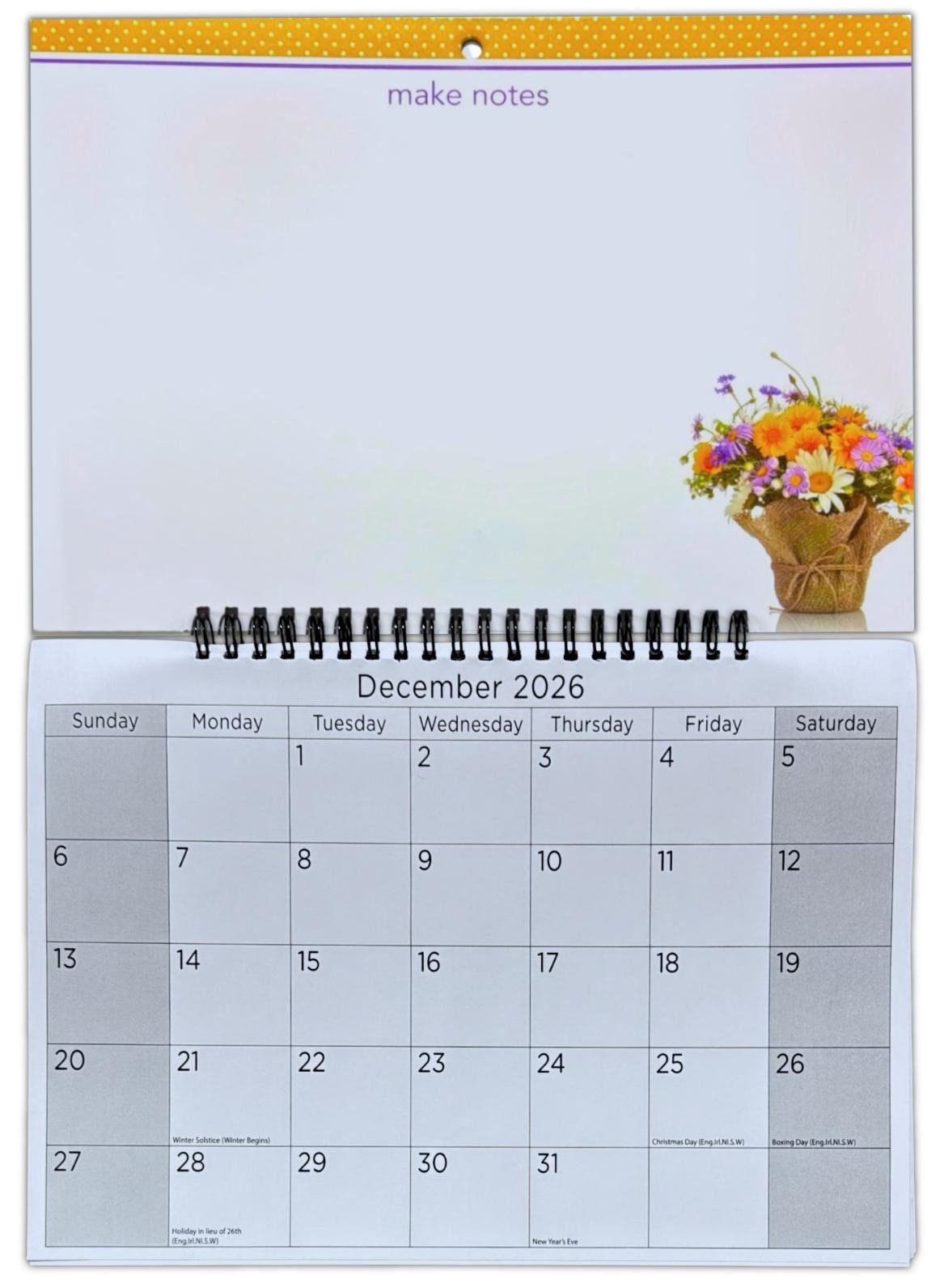 2026 Hanging Wiro Memo Board Wipe Off Pen Planner Wall Calendar Family Organiser