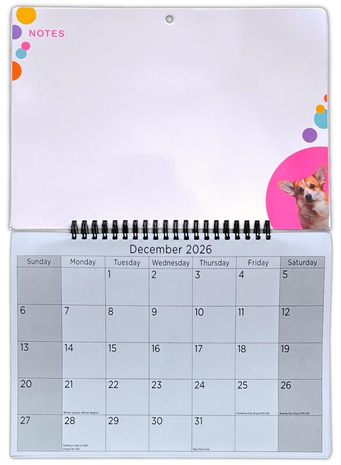2026 Hanging Wiro Memo Board Wipe Off Pen Planner Wall Calendar Family Organiser