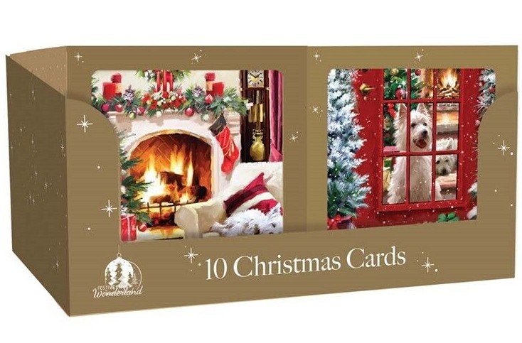 10/20/50 Pack Luxury Traditional Santa Square Xmas Christmas Cards & Envelopes