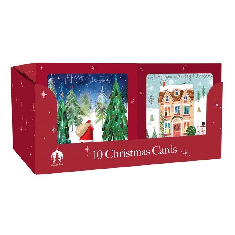 10/20/50 Pack Luxury Traditional Santa Square Xmas Christmas Cards & Envelopes