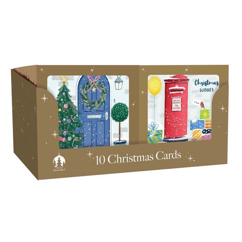 10/20/50 Pack Luxury Traditional Santa Square Xmas Christmas Cards & Envelopes