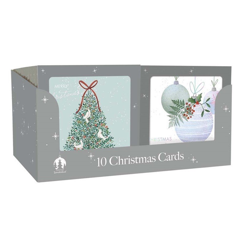 10/20/50 Pack Luxury Traditional Santa Square Xmas Christmas Cards & Envelopes
