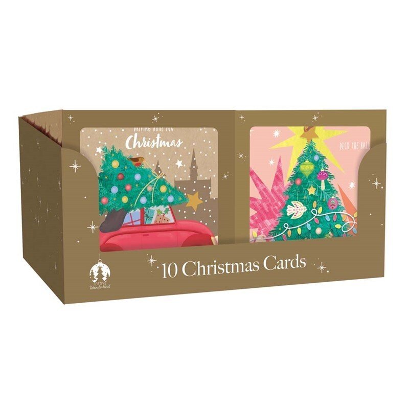 10/20/50 Pack Luxury Traditional Santa Square Xmas Christmas Cards & Envelopes