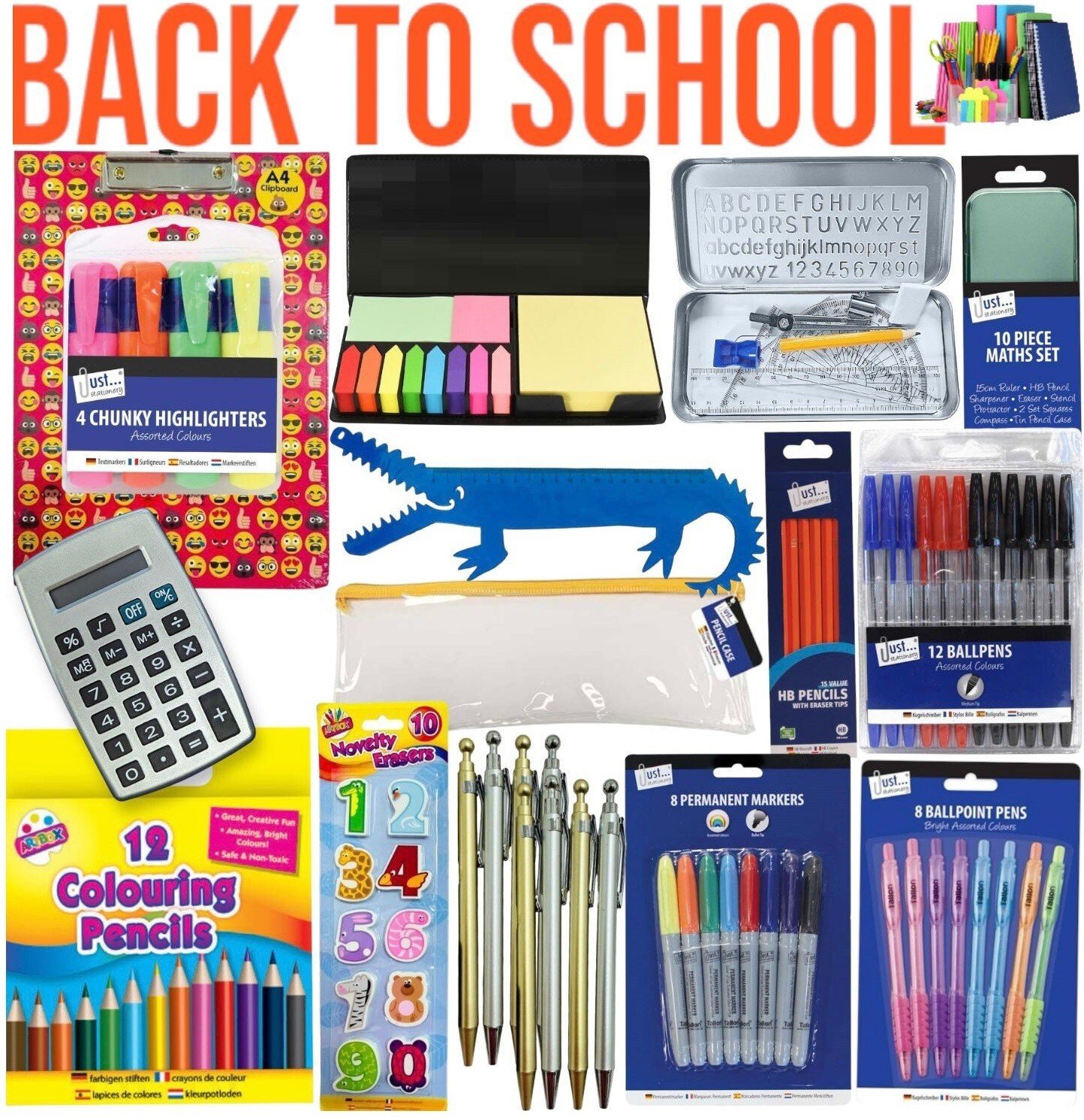 SCHOOL STATIONARY 90PC SET PEN PENCIL MEMO RULER MARKER STATIONERY BACK TO CLASS