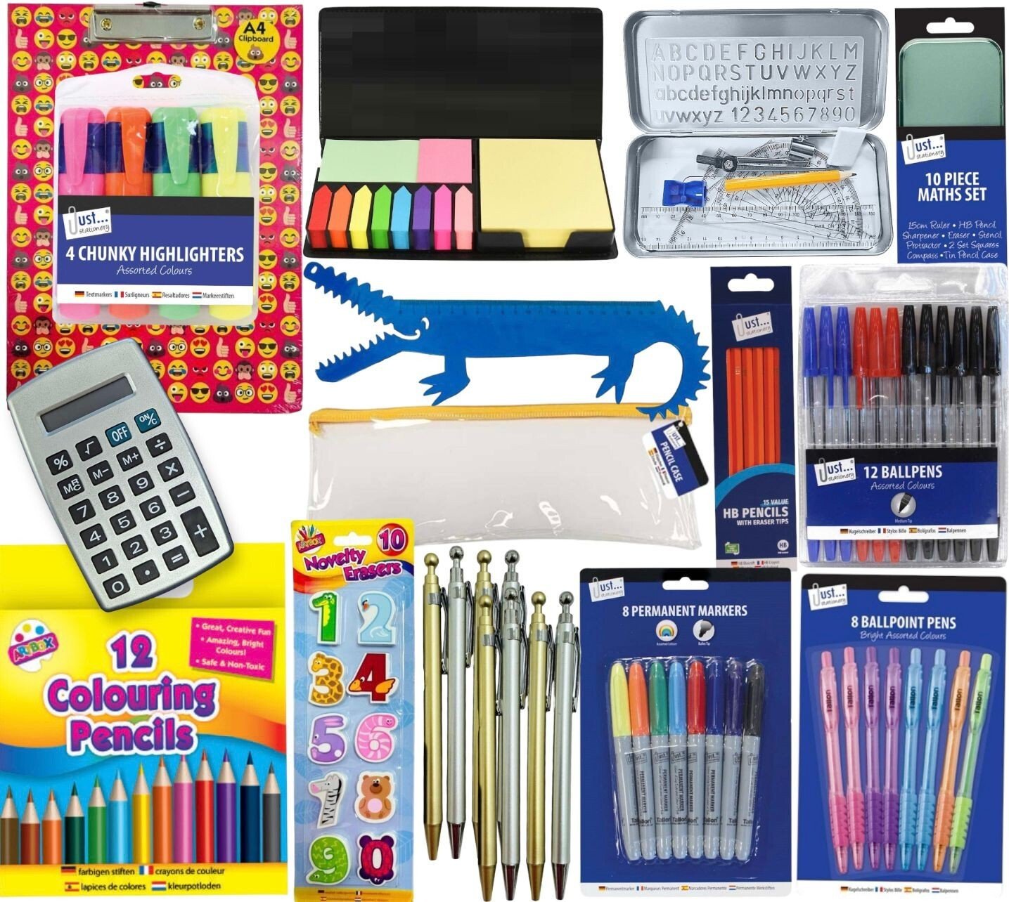 SCHOOL STATIONARY 90PC SET PEN PENCIL MEMO RULER MARKER STATIONERY BACK TO CLASS
