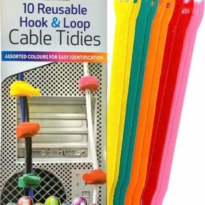 10 Pcs  Reusable Hook & Loop CABLE Organiser TIES Colour Coded Tidy Wraps Straps
