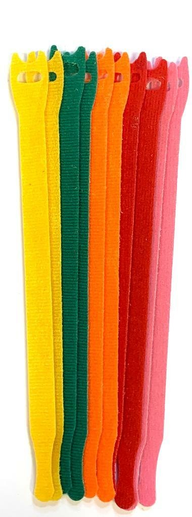 10 Pcs  Reusable Hook & Loop CABLE Organiser TIES Colour Coded Tidy Wraps Straps
