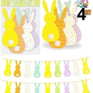 Easter Bunting Bunny Rabbit Banner Garland Hanging Ready Threaded – 4 Metres