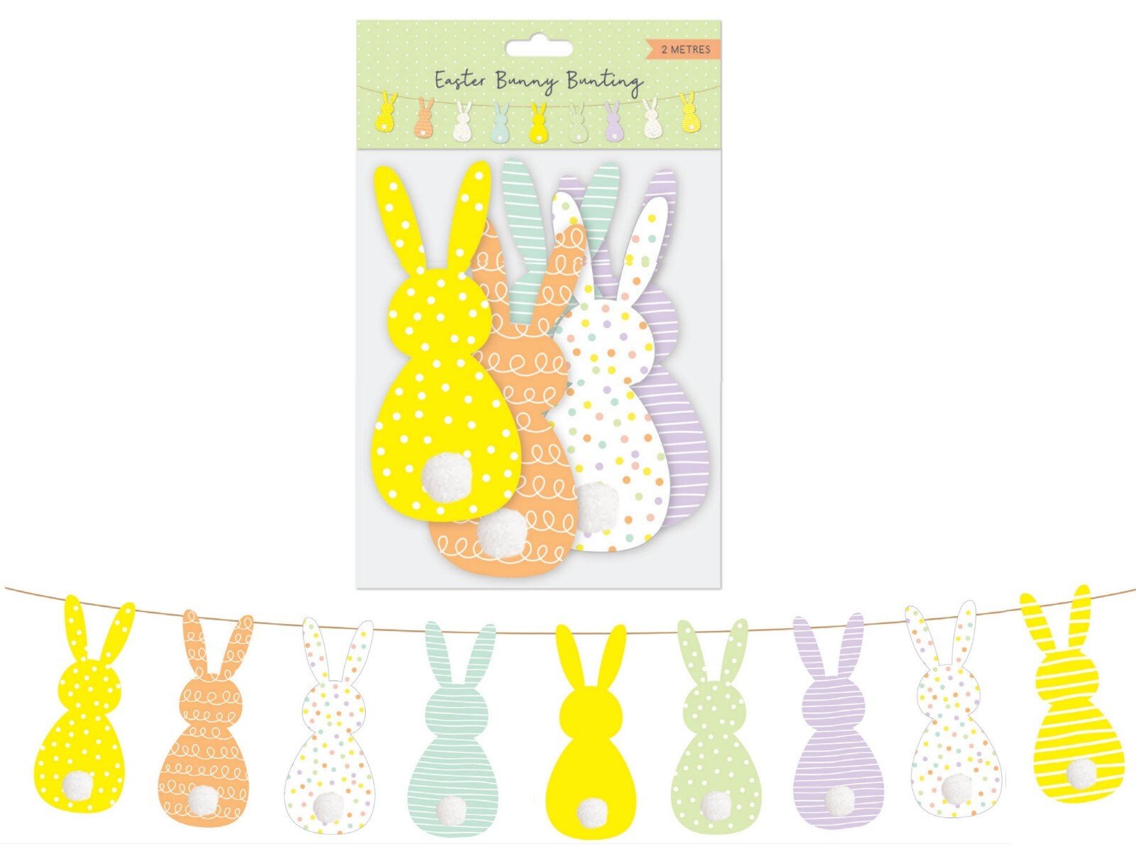 Easter Bunting Bunny Rabbit Banner Garland Hanging Ready Threaded - 4 Metres