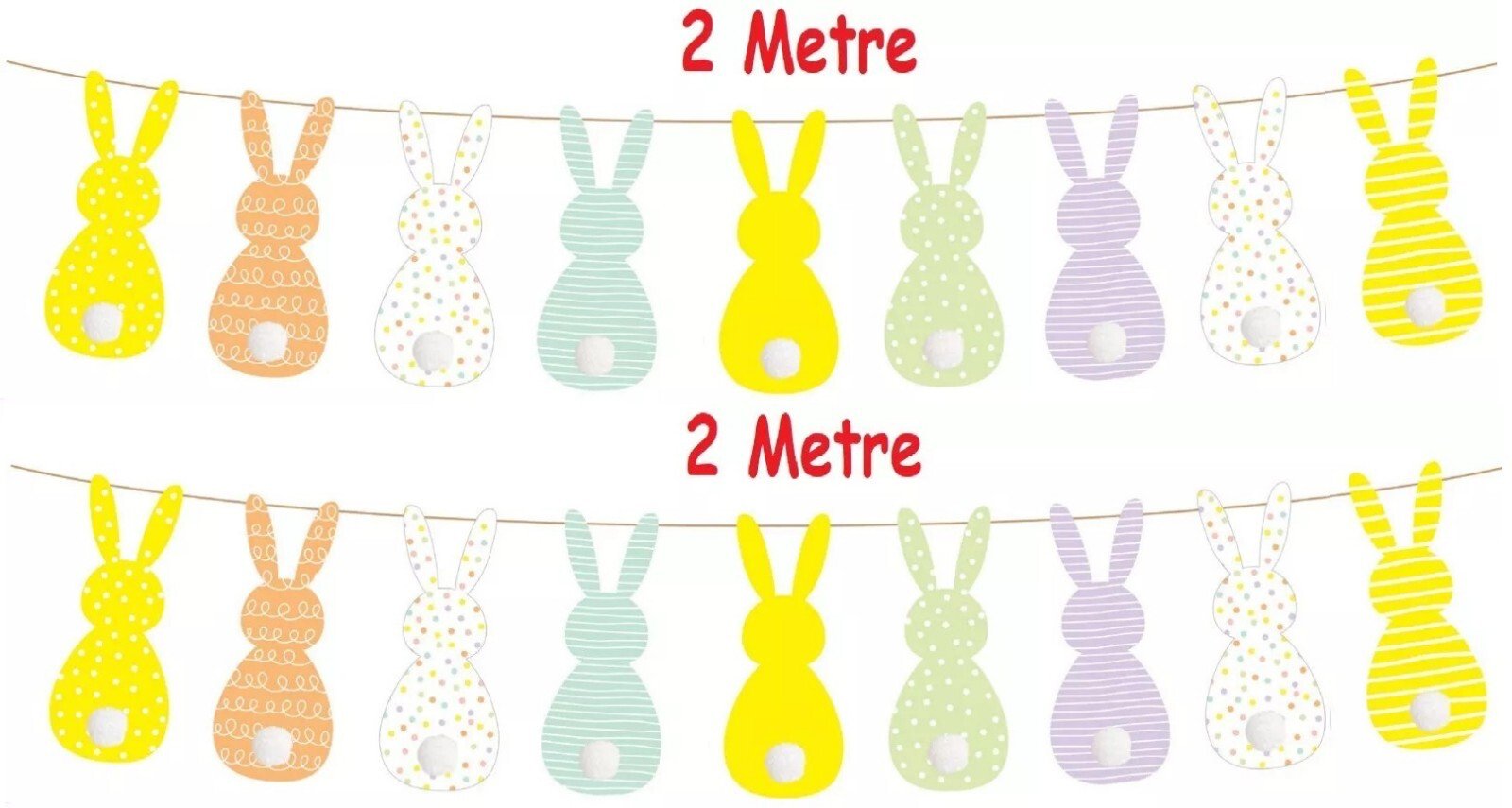 Easter Bunting Bunny Rabbit Banner Garland Hanging Ready Threaded - 4 Metres