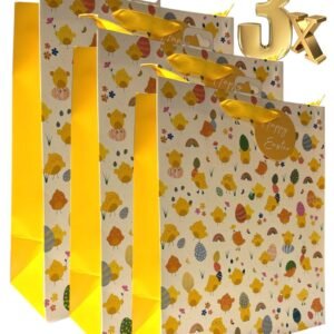 3x Large Easter Chick Eggs Luxury Present Gift Bags Easter Egg Gift Bag with Tag