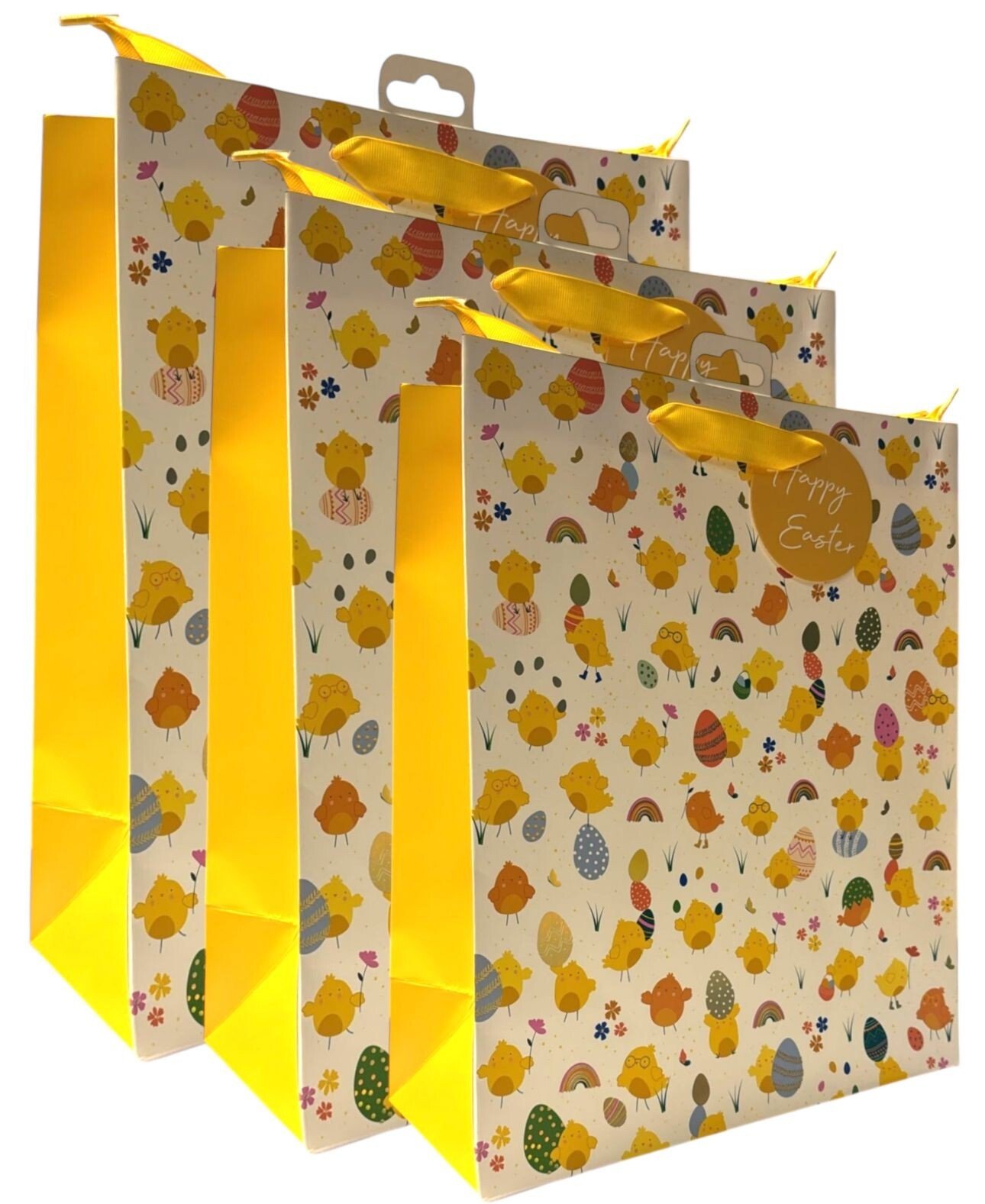 3x Large Easter Chick Eggs Luxury Present Gift Bags Easter Egg Gift Bag with Tag