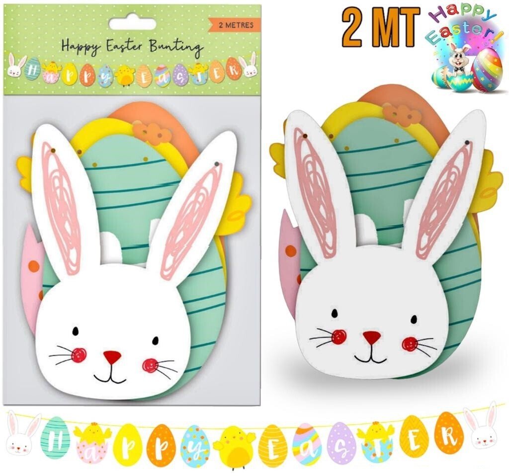 Happy Easter Banner/Decoration/Garland/Bunting, Bunny Pattern Party/Prop - 2MT