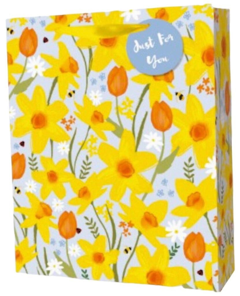 3x Large Easter Daisy Flowers Luxury Present Gift Bags Easter Gift Bag with Tag