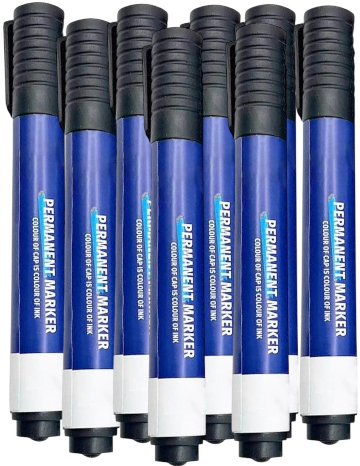 8 Pack Black Permanent Markers Quick Drying Marker Chisel Tip Pen School Thick