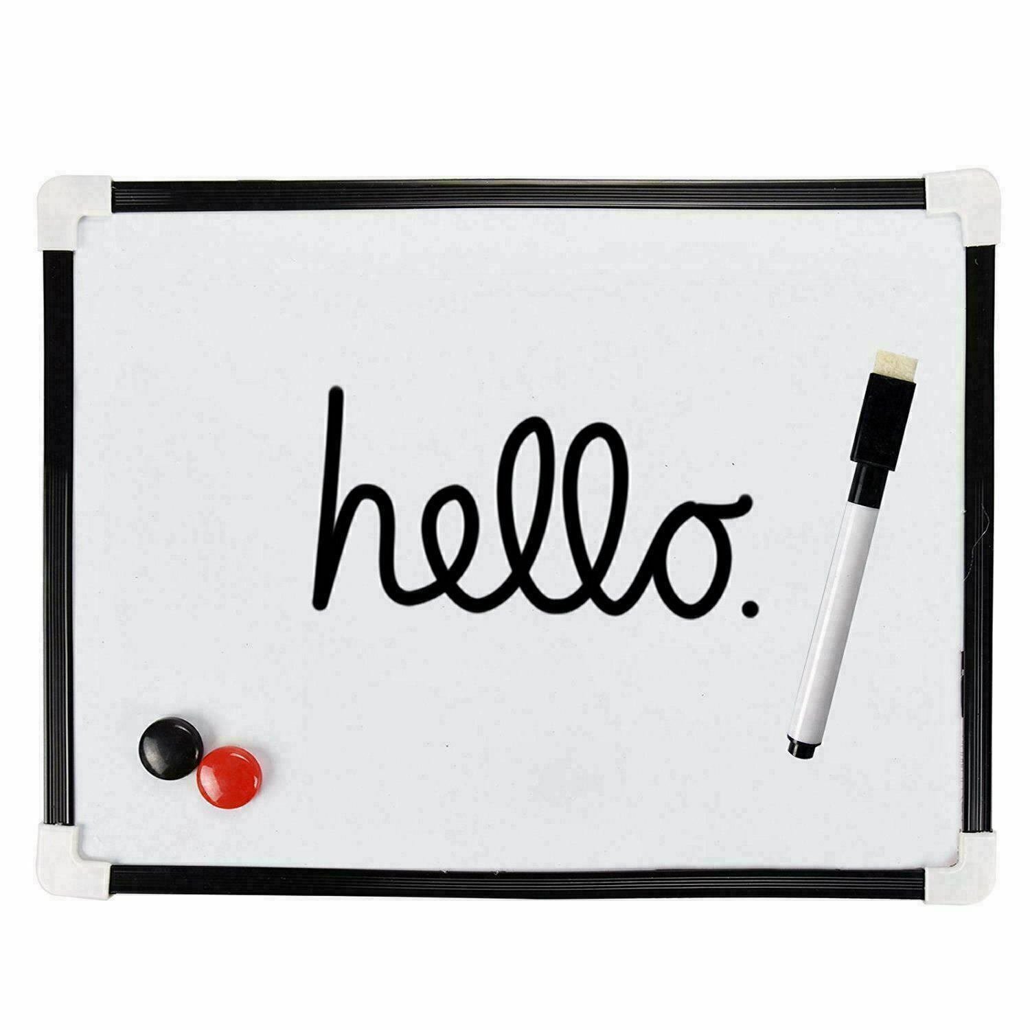 A4 Dry Wipe Magnetic Mini Office Whiteboard Notice Memo White Board Pen & Eraser